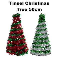 Tinsel Christmas Tree 50cm - Assorted
